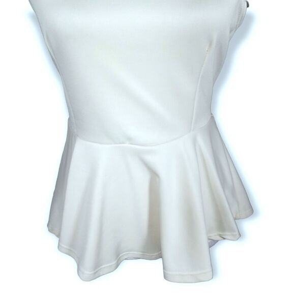 SCOBE IVORY PEPLUM TOP W/EMBELLISHMENTS SZ.M EUC - Picture 3 of 7